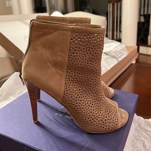 Stuart Weitzman peep toe suede heels